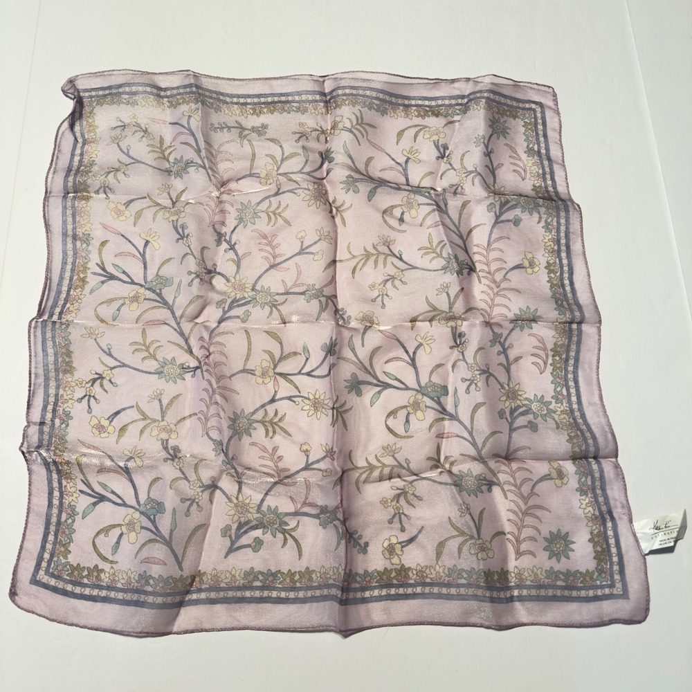 Kathie Lee Collection Floral Shimmer Square Scarf Made in Italy Pastel Y2K‎ 90s